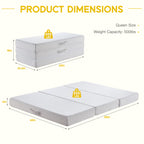 6 Inch Tri-Fold Memory Foam Mattress, Portable Folding Bed with Removable Washable Cover, Floor Mattress