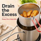 🍳 68oz 304 Stainless Steel Deep Fryer Pot – Basket & Strainer, Oil Filter Container for Frying, Cooking & Camping ✨