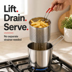 🍳 68oz 304 Stainless Steel Deep Fryer Pot – Basket & Strainer, Oil Filter Container for Frying, Cooking & Camping ✨