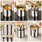 🍳 68oz 304 Stainless Steel Deep Fryer Pot – Basket & Strainer, Oil Filter Container for Frying, Cooking & Camping ✨