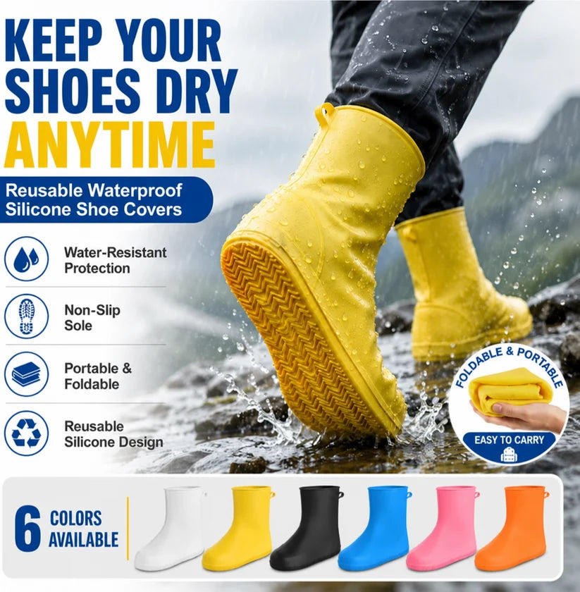 Waterproof flexible shoe covers for rainy weather