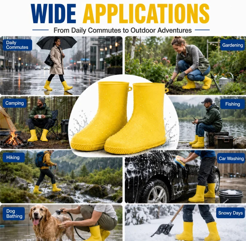 ☔ Keep Your Sneakers Dry – Heavy-Duty Waterproof Shoe Covers | Non-Slip & Foldable
