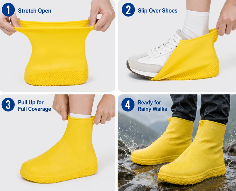 ☔ Keep Your Sneakers Dry – Heavy-Duty Waterproof Shoe Covers | Non-Slip & Foldable