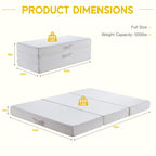 6 Inch Tri-Fold Memory Foam Mattress, Portable Folding Bed with Removable Washable Cover, Floor Mattress