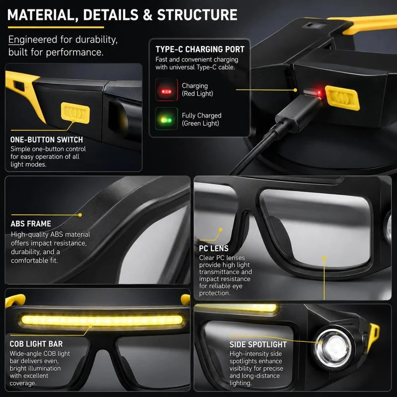 🔦Hands-Free LED Work Glasses for Repairs, DIY & Garage Work