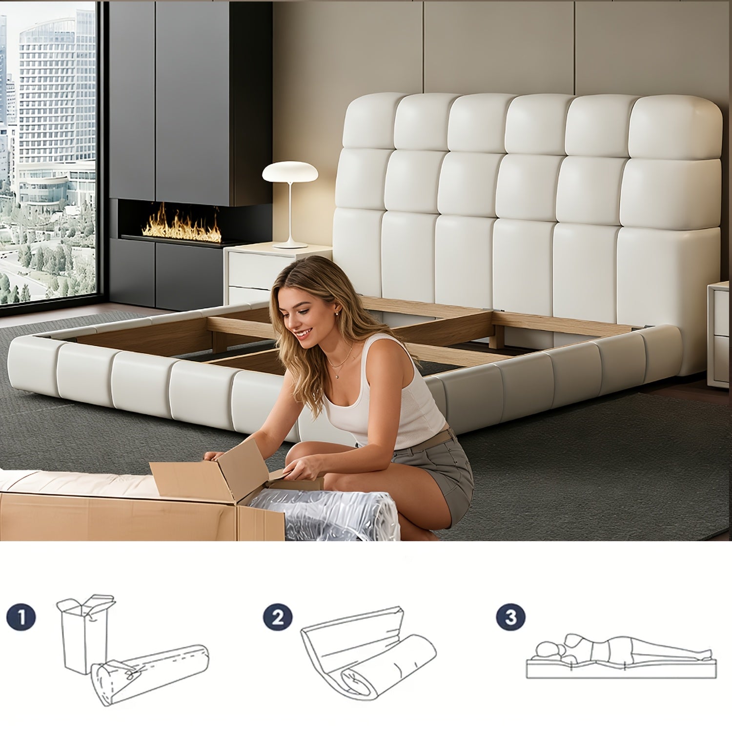 Memory Sponge Christmas Gift, 12 Inch Mattress\u002FMemory Sponge\u002FBlack And White Splicing Style, Soft, Comfortable And Healthy, with Built-in Springs.