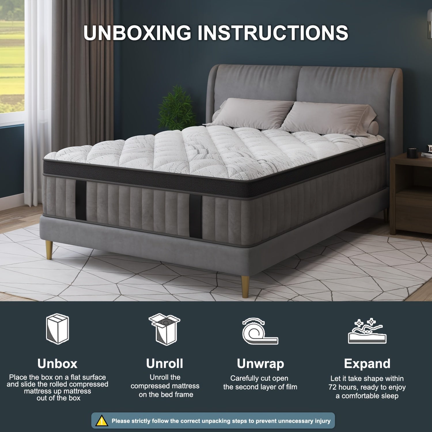 10in\u002F12in Twin\u002FFull\u002FQueen\u002FKing Mattress Suitable for Home & Hotel Use, Hybrid Foam & Spring Bed with Medium Firmness, Lumbar Support, Bagged Coil System, Boxed Bed Frame Compatible for Home Rooms, No Wood