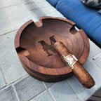 Personalized Name Walnut Cigar Ash Tray for Dad,Grandpa,Boyfriend,Friend