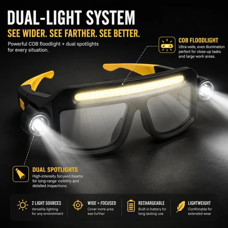 🔦Hands-Free LED Work Glasses for Repairs, DIY & Garage Work