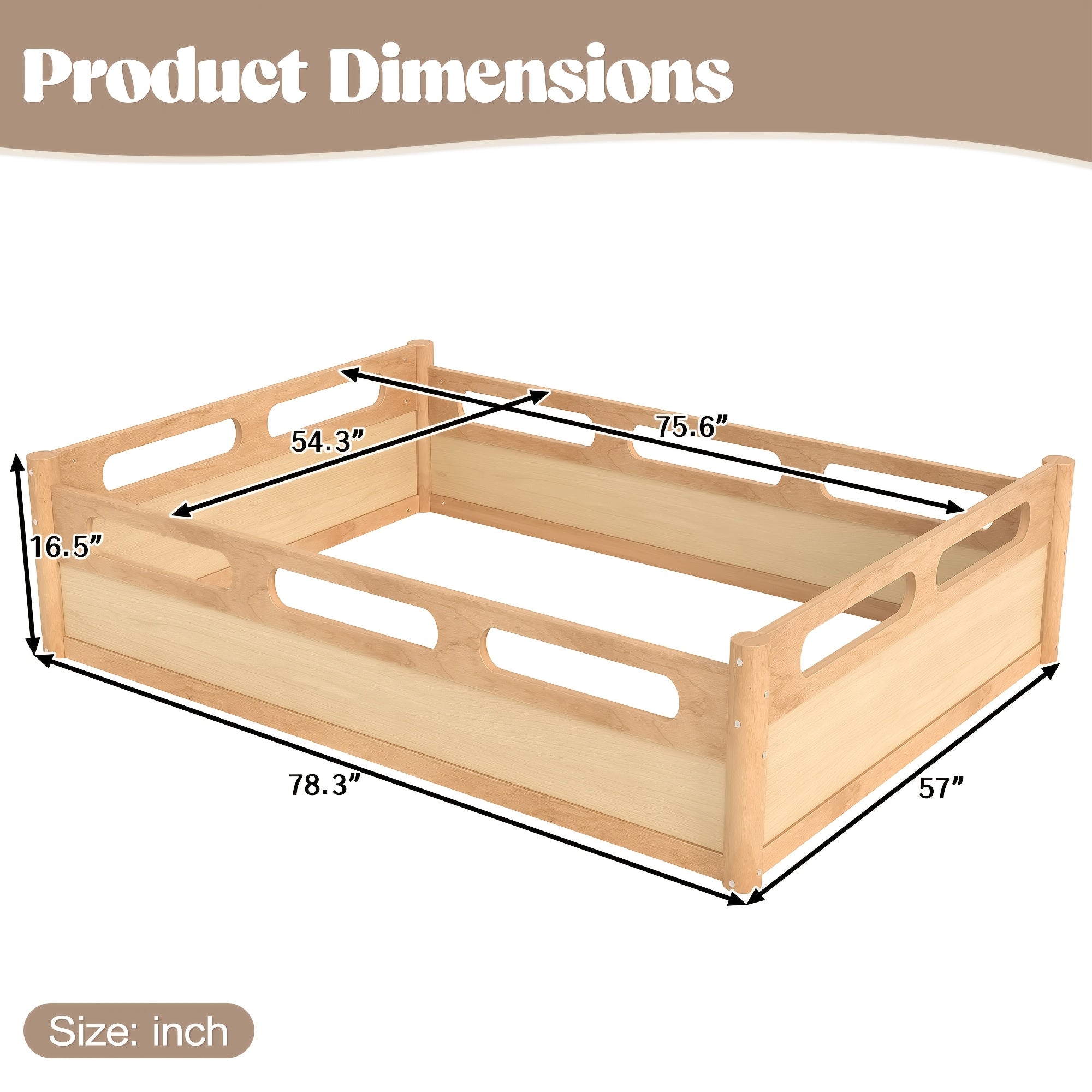 BELLEMAVE3 Different Sizes Of Floor Platform Beds with Full-length Guardrails, Low Bed Frame, No Need for Spring Boxes, Easy to Assemble, Suitable for Bedrooms, Guest Rooms, Apartments, And Dormitories