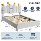 Boucle Bed Frame with Headboard .Cactus Upholstered Platform Bed, Soft Rounded Corners, Solid Wood Slats Support\u002FNo Box Spring Needed