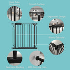 Extra Wide Pressure Mounted Safety Gate with Walk Through Door, Auto Close Swing Design, Metal Pet Gate for Stairs Doorways Kitchen, Black\u002FWhite