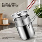 🍳 68oz 304 Stainless Steel Deep Fryer Pot – Basket & Strainer, Oil Filter Container for Frying, Cooking & Camping ✨