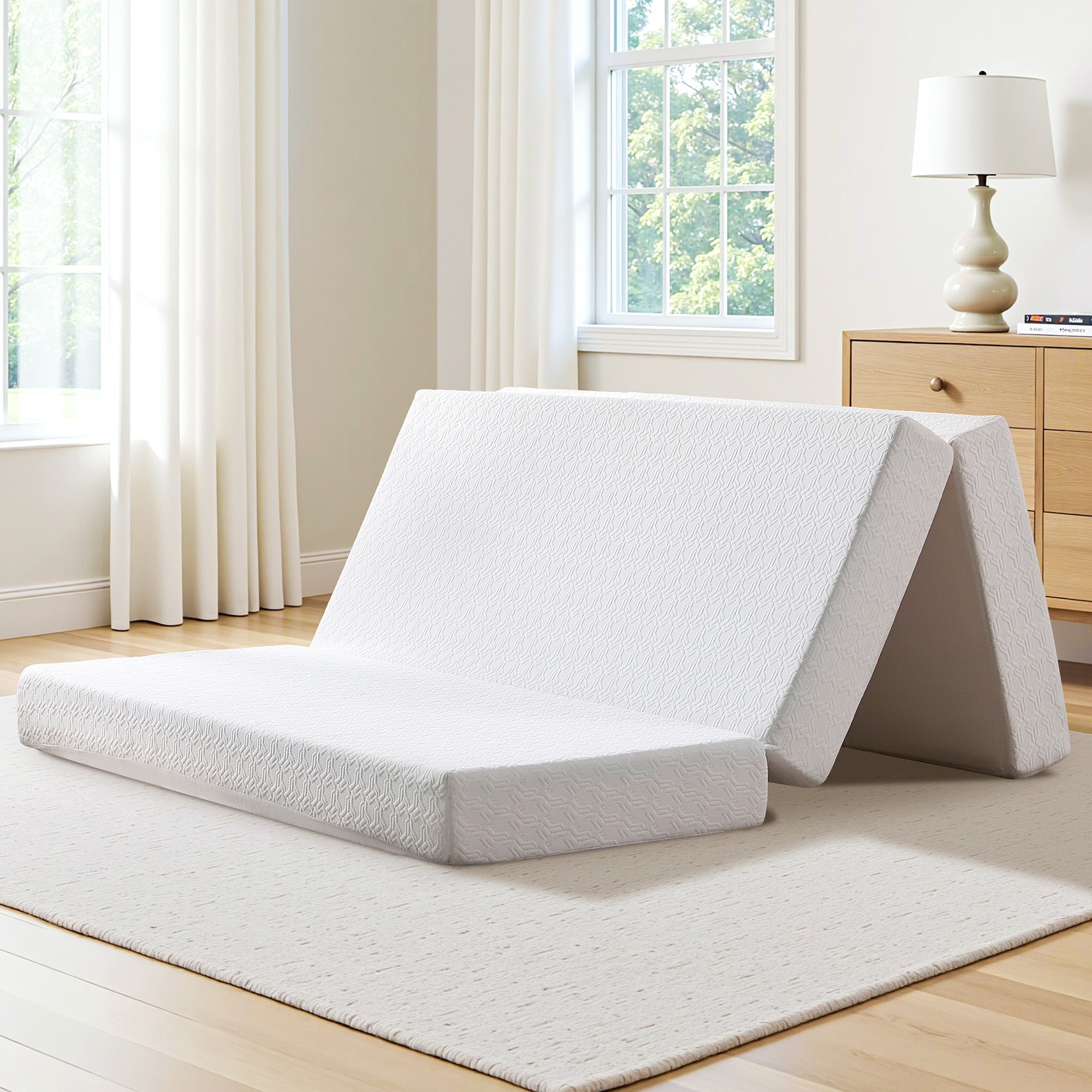 6 Inch Tri-Fold Memory Foam Mattress, Portable Folding Bed with Removable Washable Cover, Floor Mattress