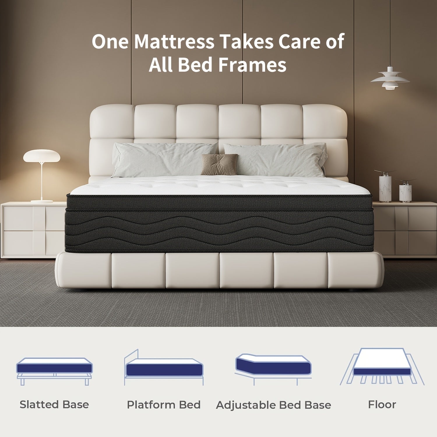 Memory Sponge Christmas Gift, 12 Inch Mattress\u002FMemory Sponge\u002FBlack And White Splicing Style, Soft, Comfortable And Healthy, with Built-in Springs.