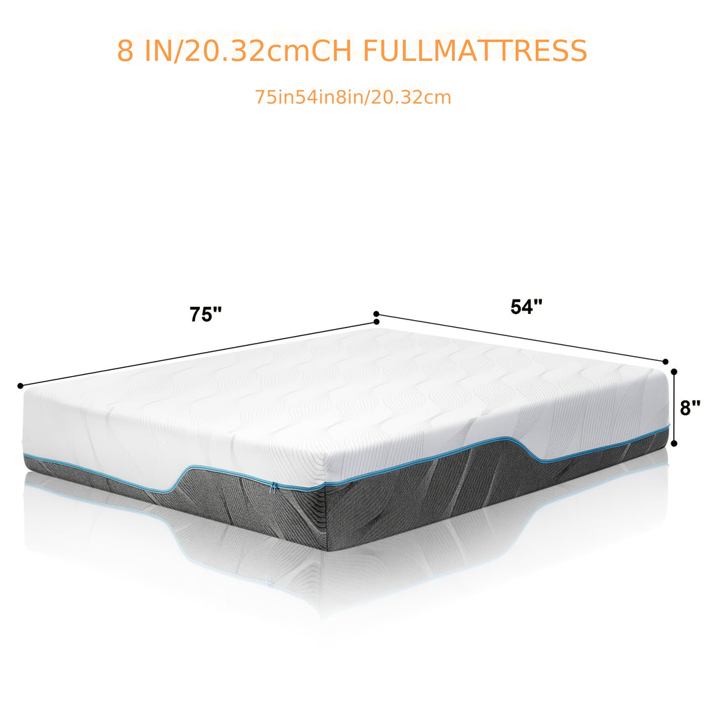 Vipbear Firm Mattress 8\u002F10\u002F12\u002F14Inch Twin, Full, Queen, King Memory Foam Mattress, Multi-Layer Memory Foam, Full Size Bed in A Box for Back And Cool Sleep with Gel Foam And Removeable Fiberglass Free Cover, Double-Sided Hardness