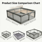 Large Baby Playpen 70.87*70.87inch (Grey\u002FBeige)Small Playpen for Babies And Toddlers Playards Indoor & Outdoor Safety Gate Floor Play Pen, Baby Play Area with Soft Breathable Visible Mesh, Anti-Fall, Indoors Playyard Fence Pin Corrales Para Babes