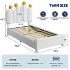 Boucle Bed Frame with Headboard .Cactus Upholstered Platform Bed, Soft Rounded Corners, Solid Wood Slats Support\u002FNo Box Spring Needed
