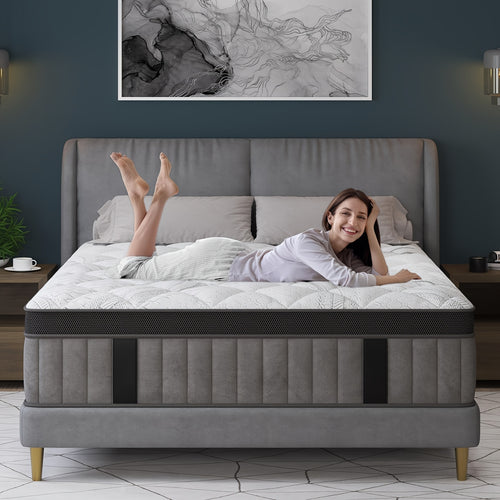 10in\u002F12in Twin\u002FFull\u002FQueen\u002FKing Mattress Suitable for Home & Hotel Use, Hybrid Foam & Spring Bed with Medium Firmness, Lumbar Support, Bagged Coil System, Boxed Bed Frame Compatible for Home Rooms, No Wood