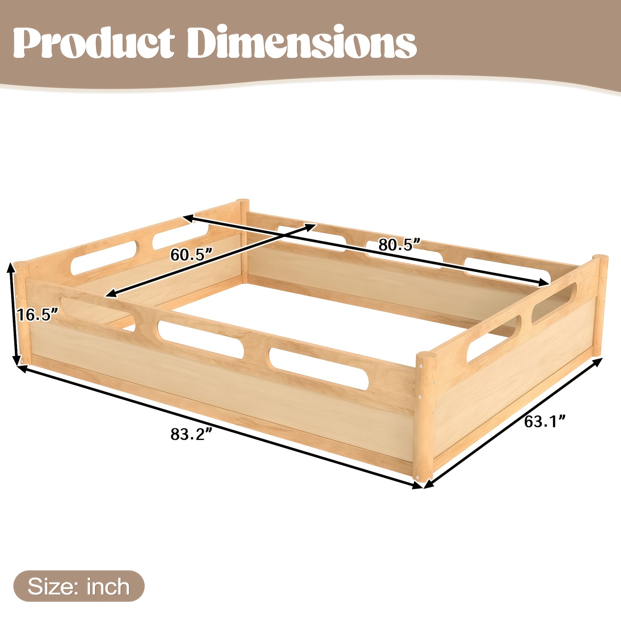 BELLEMAVE3 Different Sizes Of Floor Platform Beds with Full-length Guardrails, Low Bed Frame, No Need for Spring Boxes, Easy to Assemble, Suitable for Bedrooms, Guest Rooms, Apartments, And Dormitories