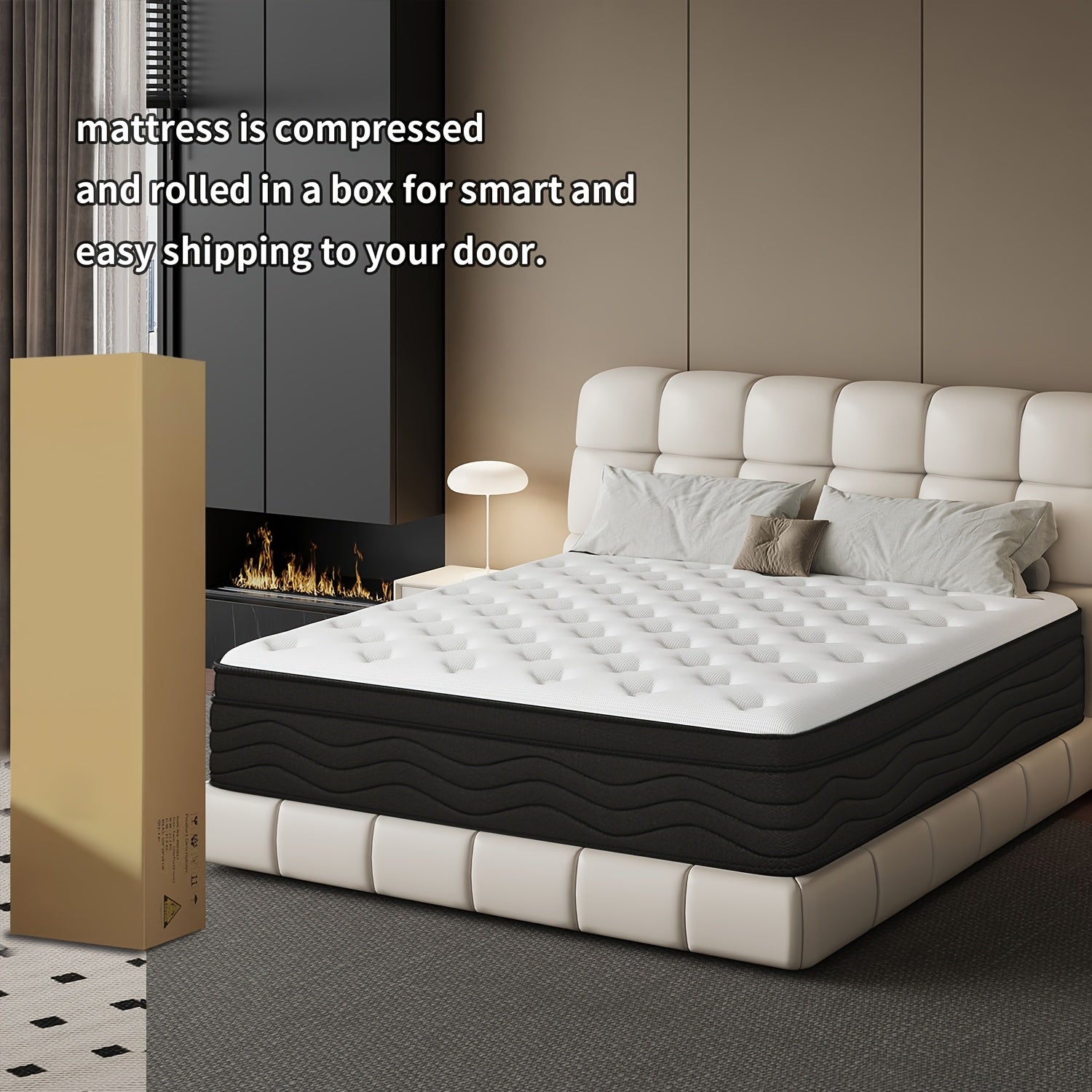 Memory Sponge Christmas Gift, 12 Inch Mattress\u002FMemory Sponge\u002FBlack And White Splicing Style, Soft, Comfortable And Healthy, with Built-in Springs.