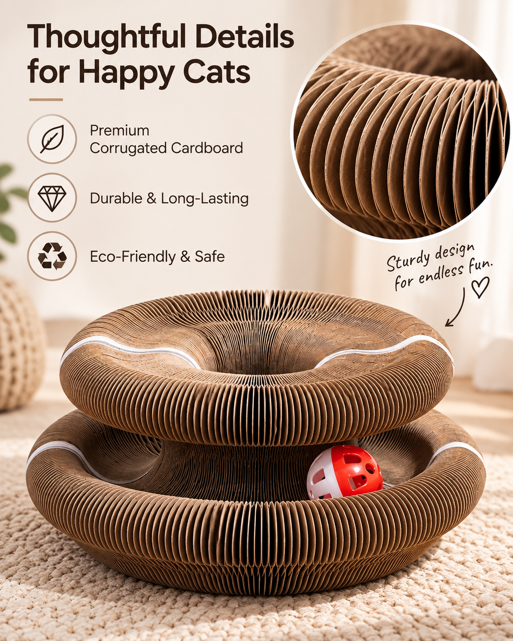 🐾 Magic Accordion Cat Scratcher – Interactive Foldable Cat Toy 🐱