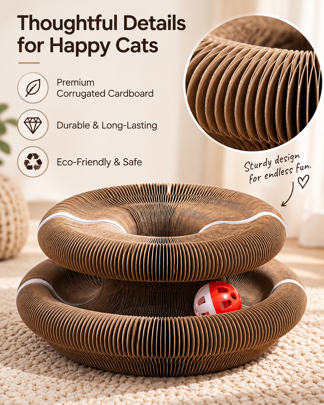 🐾 Magic Accordion Cat Scratcher – Interactive Foldable Cat Toy 🐱