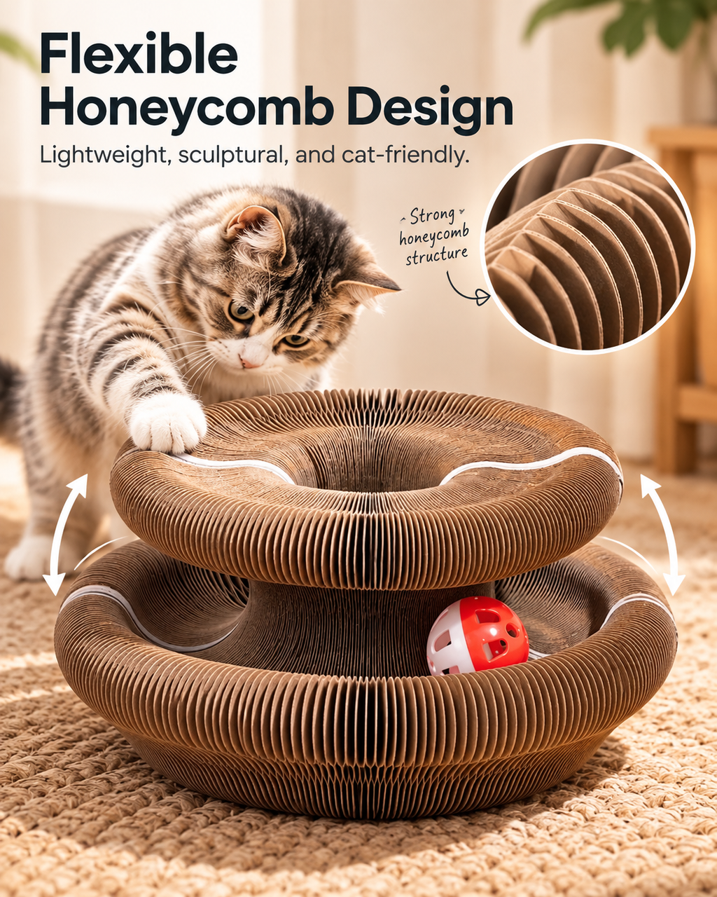 🐾 Magic Accordion Cat Scratcher – Interactive Foldable Cat Toy 🐱