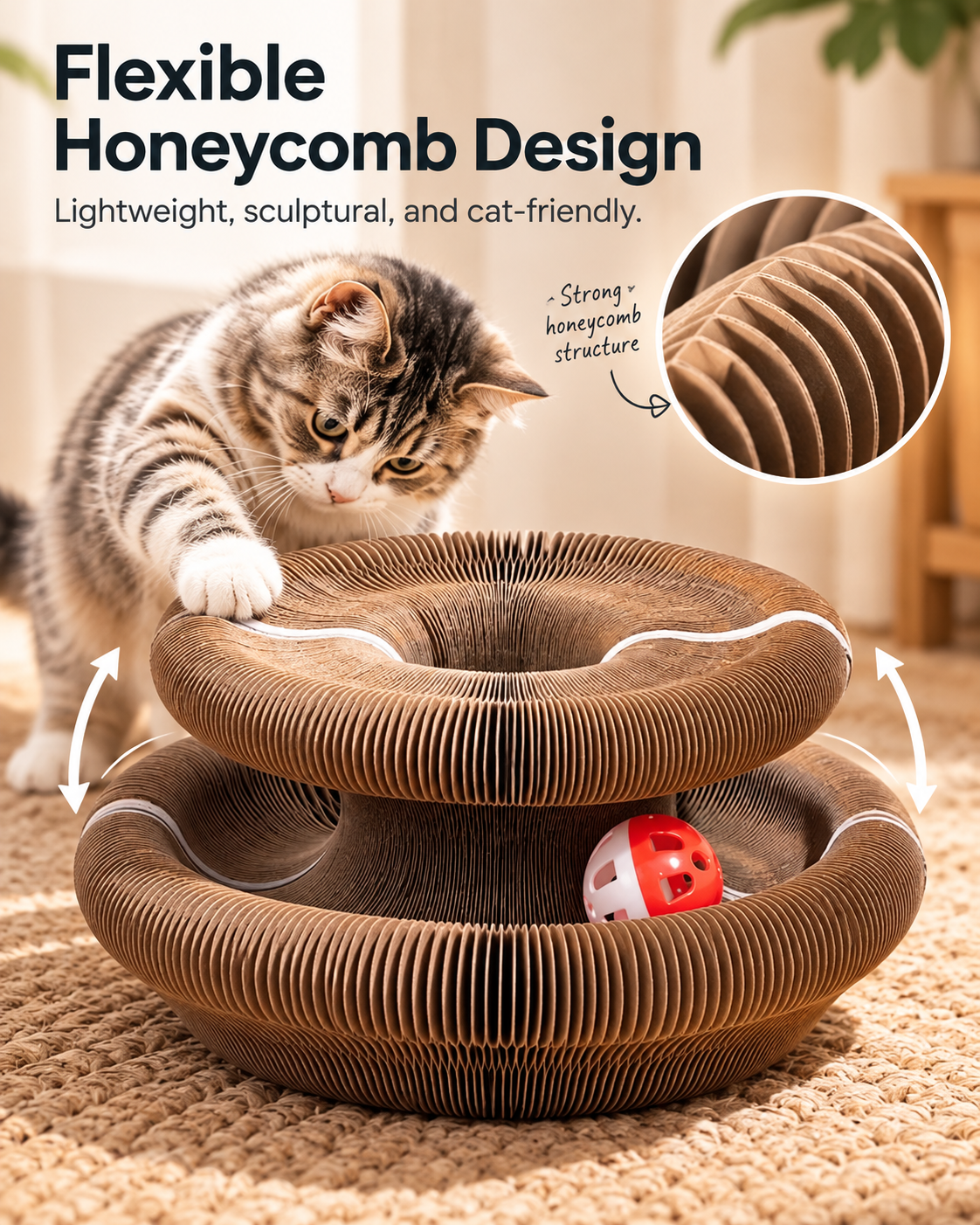🐾 Magic Accordion Cat Scratcher – Interactive Foldable Cat Toy 🐱