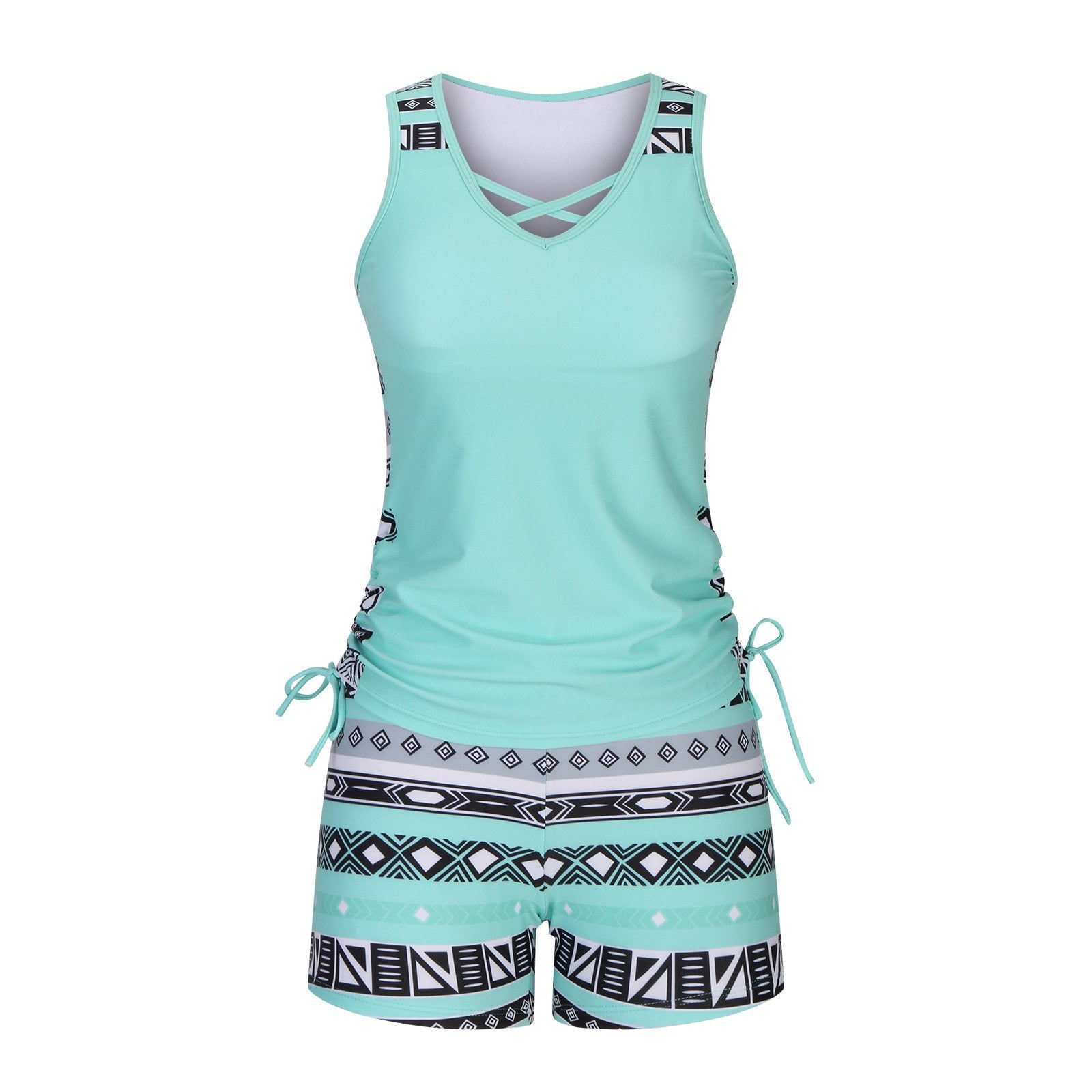 ⏰LAST DAY 60% OFF - Miraclesuit Women's Tummy Control Tankini Set with Built-In Bra – Flattering Boho Swimwear with Shorts🔥 Buy 2 Free Shipping