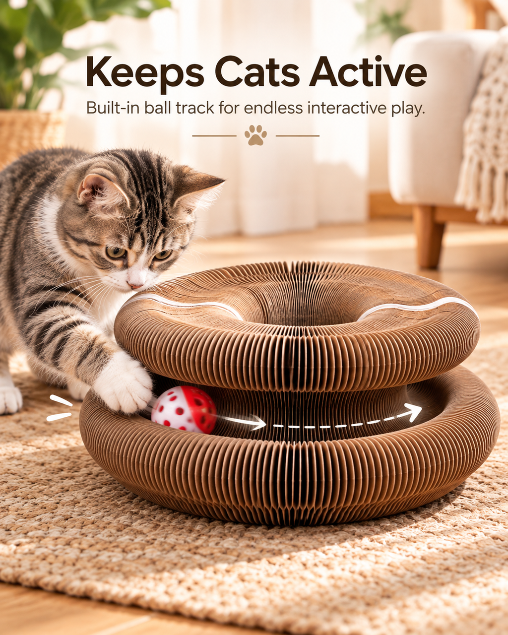 🐾 Magic Accordion Cat Scratcher – Interactive Foldable Cat Toy 🐱
