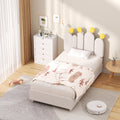 Boucle Bed Frame with Headboard .Cactus Upholstered Platform Bed, Soft Rounded Corners, Solid Wood Slats Support\u002FNo Box Spring Needed