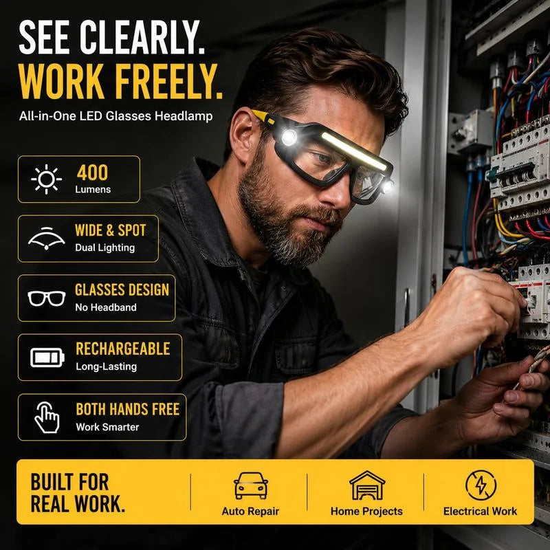 🔦Hands-Free LED Work Glasses for Repairs, DIY & Garage Work