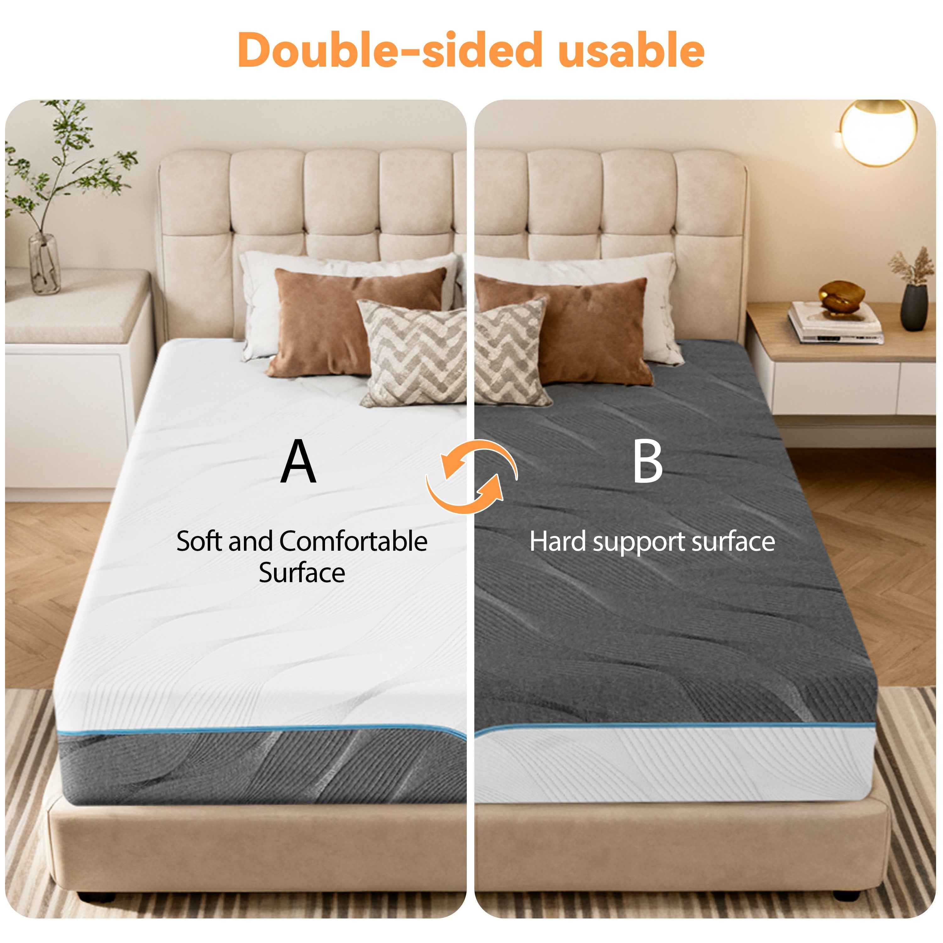 Vipbear Firm Mattress 8\u002F10\u002F12\u002F14Inch Twin, Full, Queen, King Memory Foam Mattress, Multi-Layer Memory Foam, Full Size Bed in A Box for Back And Cool Sleep with Gel Foam And Removeable Fiberglass Free Cover, Double-Sided Hardness
