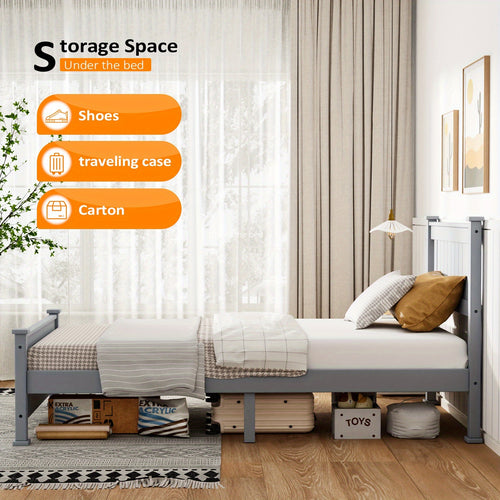 Bonnlo Sturdy Wooden Bed Frame with Headboard, Durable Support Without The Need for a Box Spring