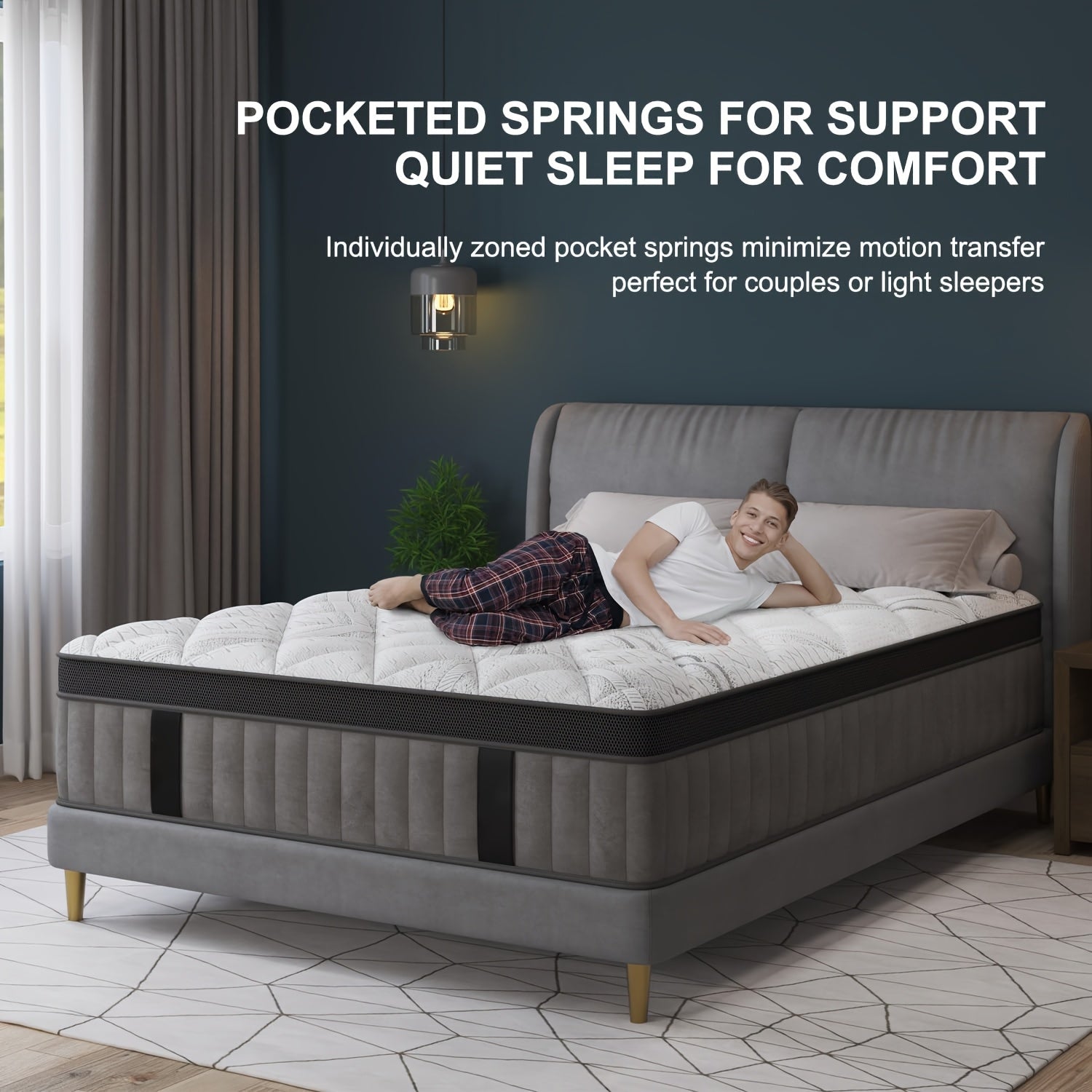 10in\u002F12in Twin\u002FFull\u002FQueen\u002FKing Mattress Suitable for Home & Hotel Use, Hybrid Foam & Spring Bed with Medium Firmness, Lumbar Support, Bagged Coil System, Boxed Bed Frame Compatible for Home Rooms, No Wood