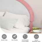 Twin Full Queen Size Bed Frame, Boucle Upholstered Platform Bed With Headboard, Soft Rounded Corners, No Box Spring Required, Easy Assembly, Pink\u002FWhite\u002FGrey