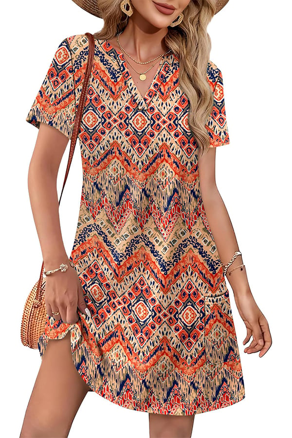 Women’s Casual V-Neck Hawaiian Midi Dress（Buy 2 Free Shipping）
