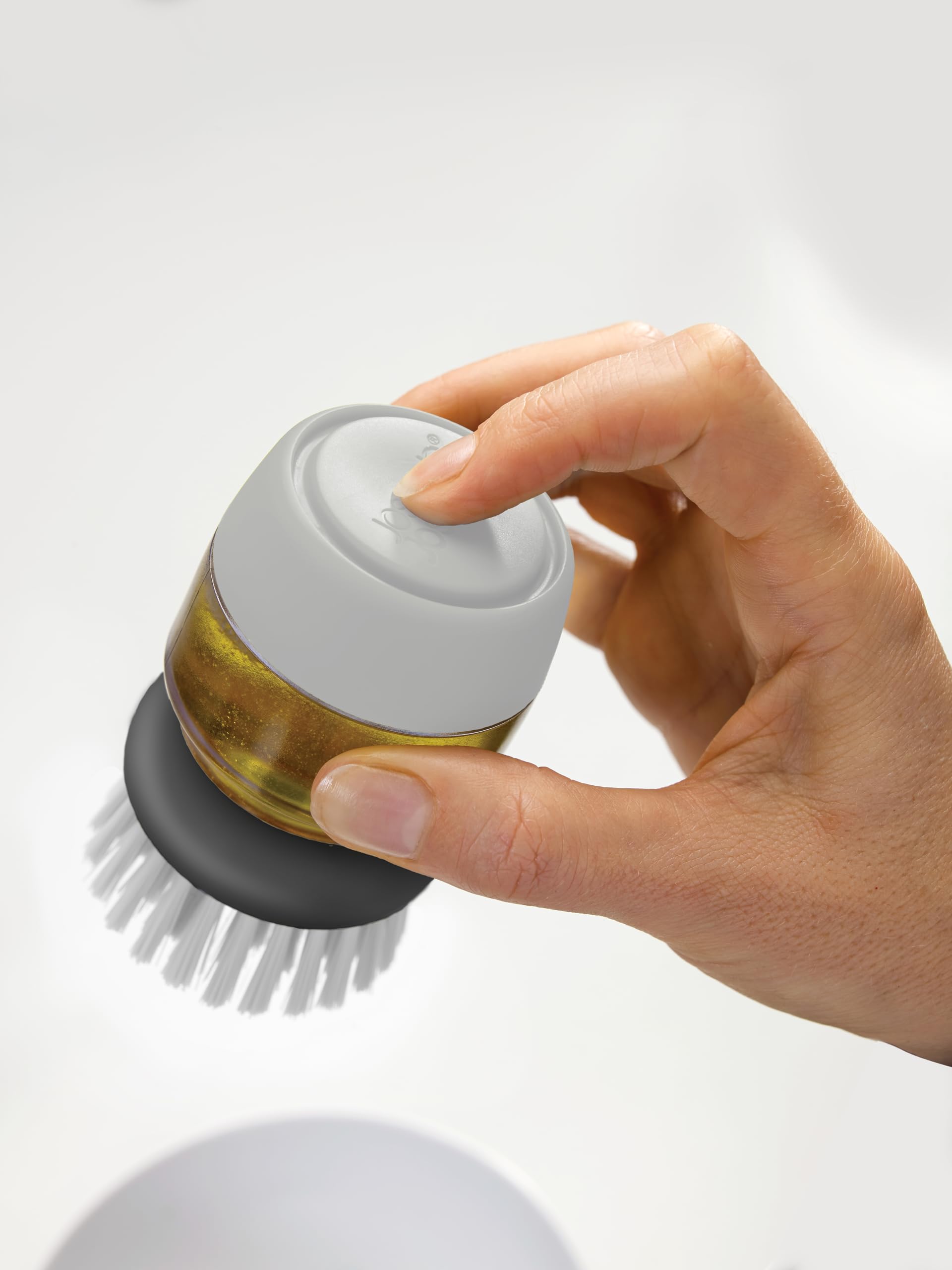 Joseph Joseph Palm Scrub Refillable Soap Dispensing Cleaning Washing Up Kitchen Brush with Storage Stand Holder