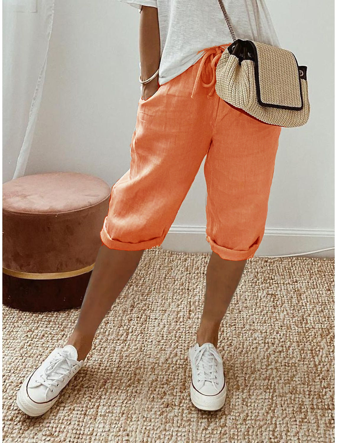 🌷🌷Time-Limited Special Price: 29.99!!⏰Women's Casual Cotton Linen Capris