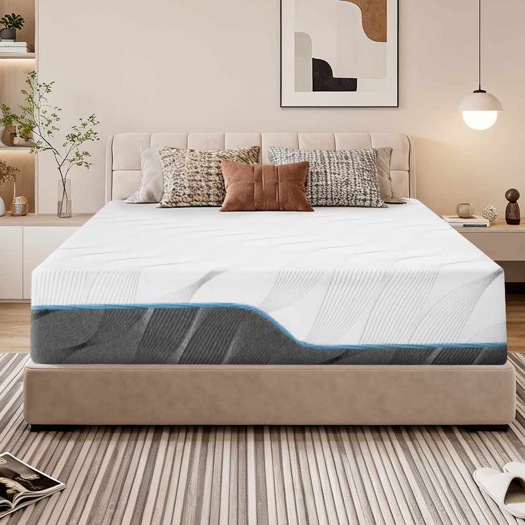 Vipbear Firm Mattress 8\u002F10\u002F12\u002F14Inch Twin, Full, Queen, King Memory Foam Mattress, Multi-Layer Memory Foam, Full Size Bed in A Box for Back And Cool Sleep with Gel Foam And Removeable Fiberglass Free Cover, Double-Sided Hardness