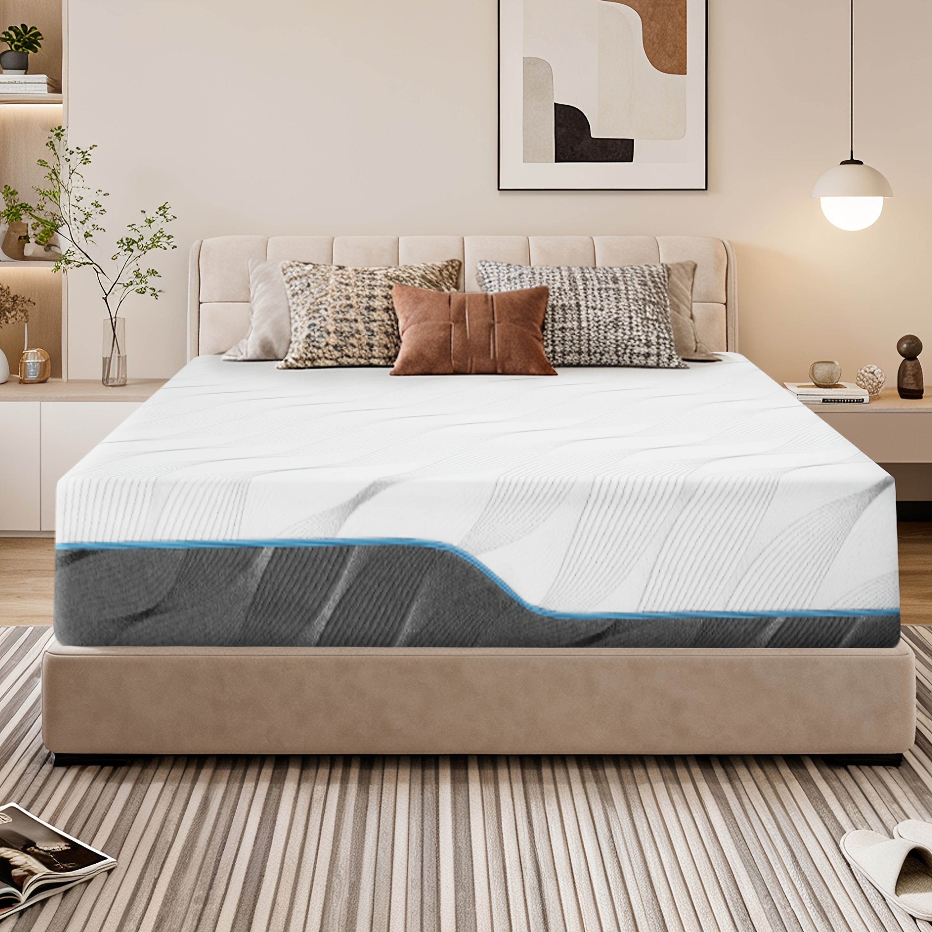 Vipbear Firm Mattress 8\u002F10\u002F12\u002F14Inch Twin, Full, Queen, King Memory Foam Mattress, Multi-Layer Memory Foam, Full Size Bed in A Box for Back And Cool Sleep with Gel Foam And Removeable Fiberglass Free Cover, Double-Sided Hardness