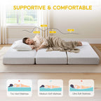 6 Inch Tri-Fold Memory Foam Mattress, Portable Folding Bed with Removable Washable Cover, Floor Mattress