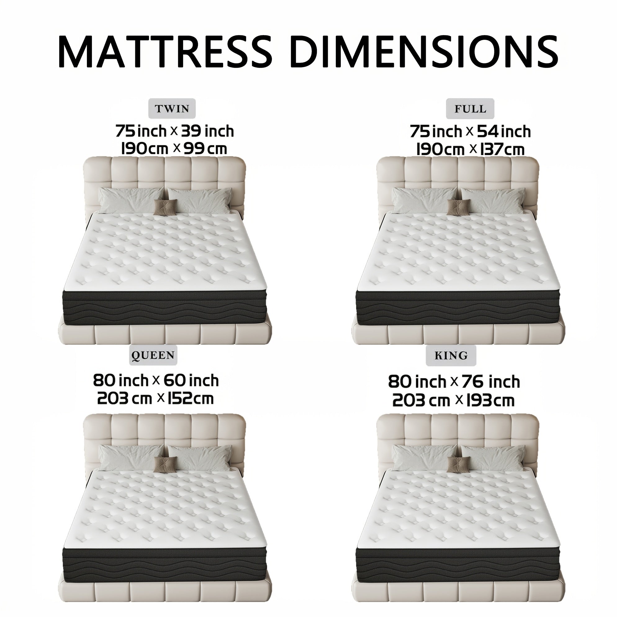 Memory Sponge Christmas Gift, 12 Inch Mattress\u002FMemory Sponge\u002FBlack And White Splicing Style, Soft, Comfortable And Healthy, with Built-in Springs.