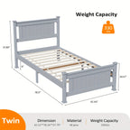 Bonnlo Sturdy Wooden Bed Frame with Headboard, Durable Support Without The Need for a Box Spring