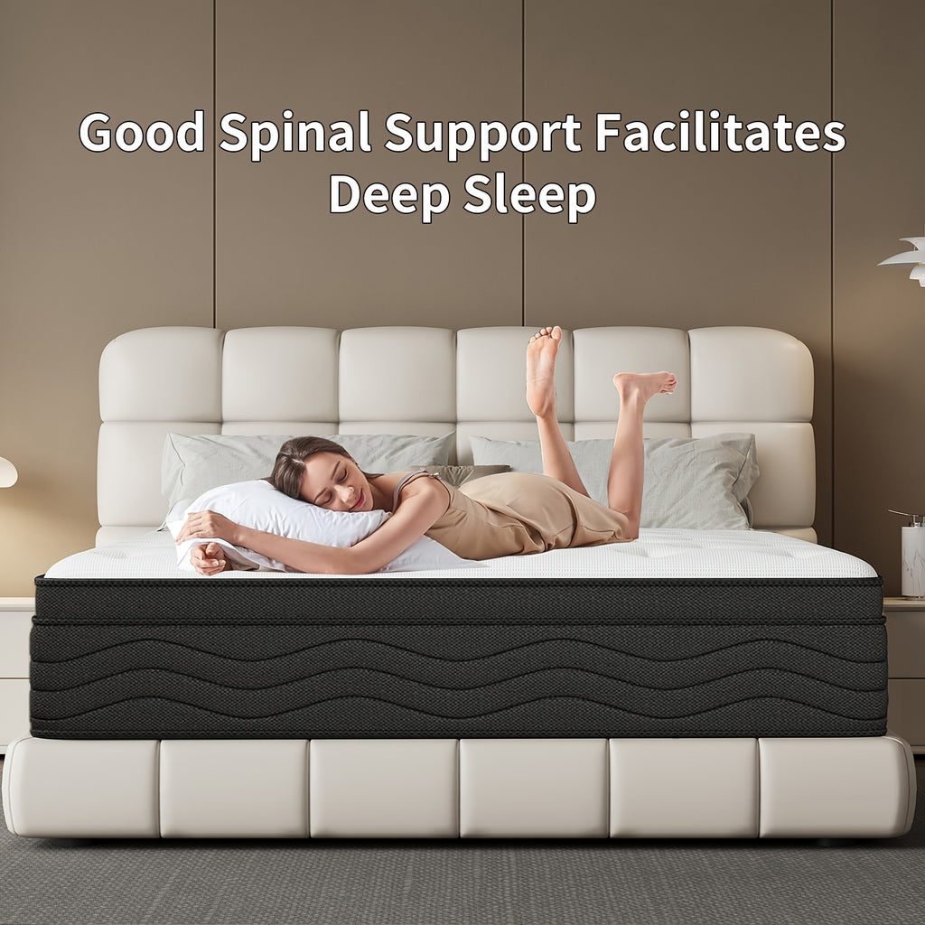 Memory Sponge Christmas Gift, 12 Inch Mattress\u002FMemory Sponge\u002FBlack And White Splicing Style, Soft, Comfortable And Healthy, with Built-in Springs.