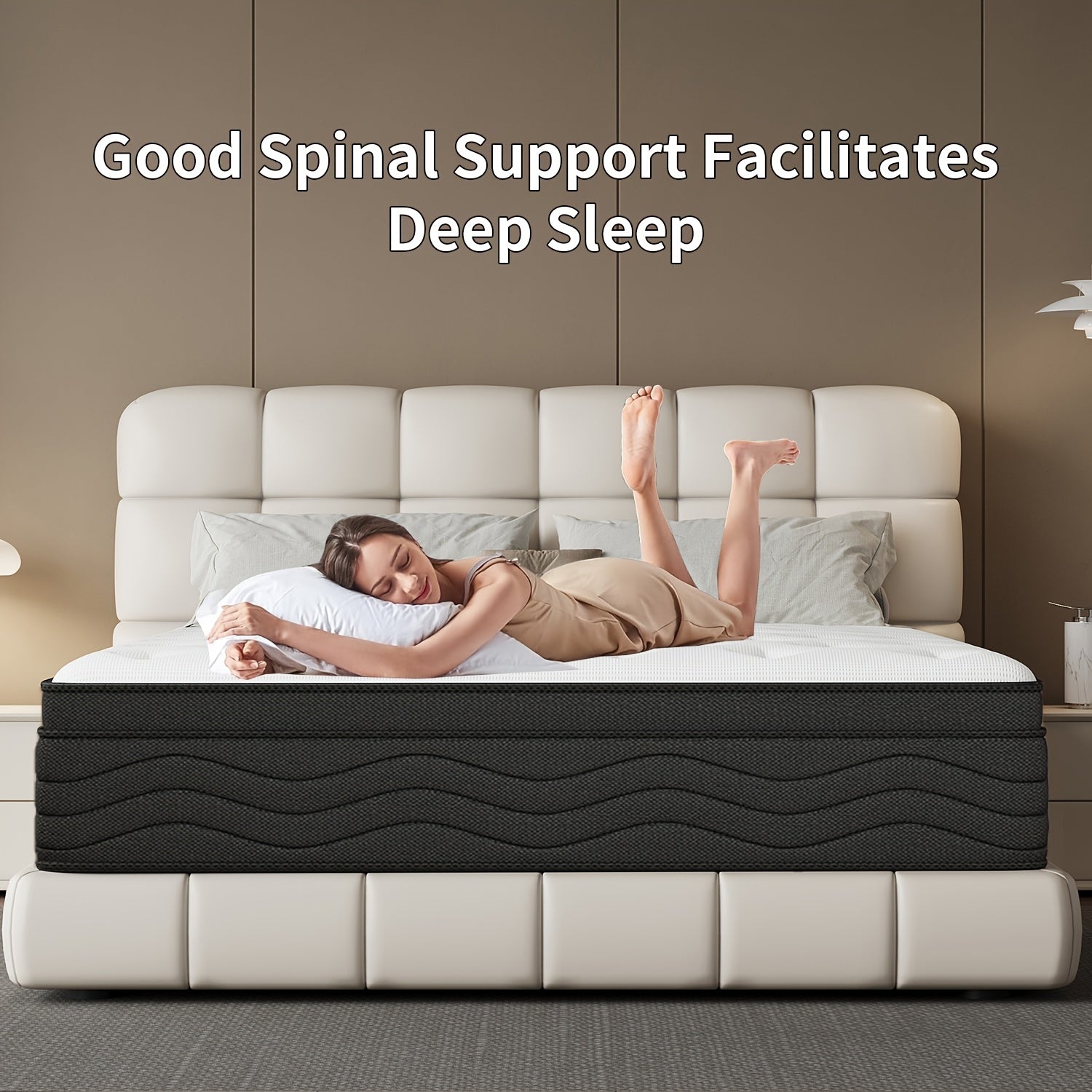 Memory Sponge Christmas Gift, 12 Inch Mattress\u002FMemory Sponge\u002FBlack And White Splicing Style, Soft, Comfortable And Healthy, with Built-in Springs.