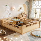 BELLEMAVE3 Different Sizes Of Floor Platform Beds with Full-length Guardrails, Low Bed Frame, No Need for Spring Boxes, Easy to Assemble, Suitable for Bedrooms, Guest Rooms, Apartments, And Dormitories