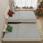 Twin-Sized Daybed with a Pull-Out Trundle, Made of Solid Wood, Featuring Slat Support, Available in White And Grey