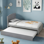 Twin Bed with Trundle, Wood Bed Frame with Headboard And Footboard Wood Platform Captain Beds